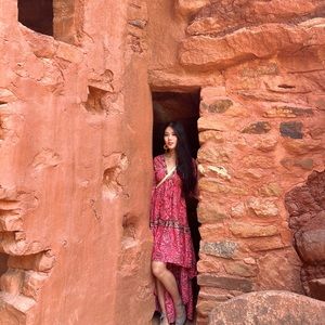 Floral midi dress flowy tied front